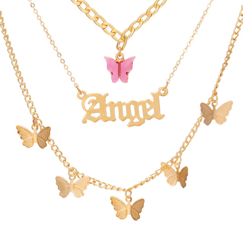 Casual Butterfly Patchwork Chains Necklaces