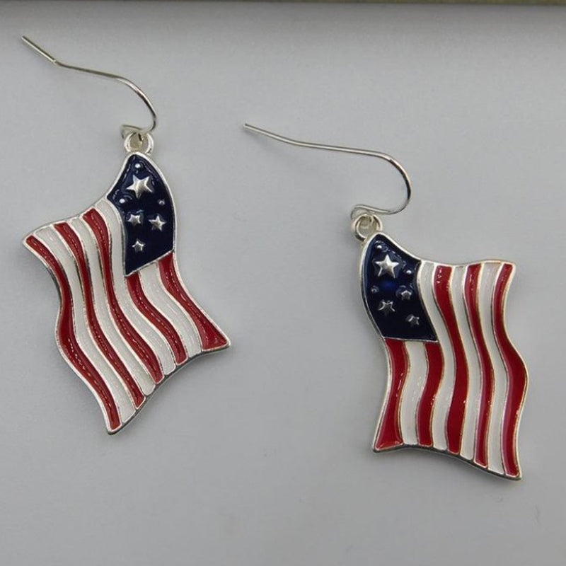 Independence Day Flag Oil Drip Alloy Earrings