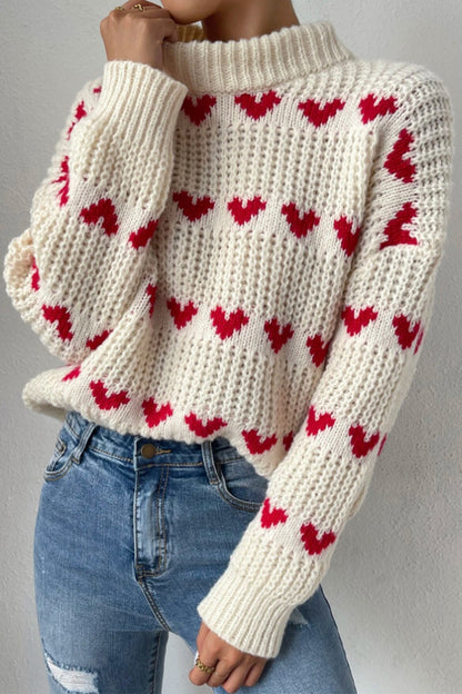 Casual Sweet Geometric Weave Turtleneck Sweaters