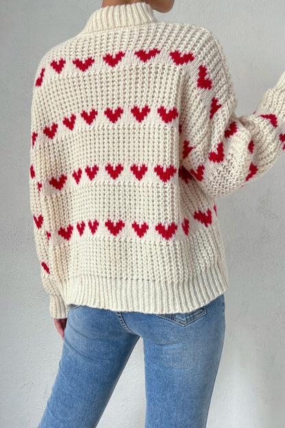 Casual Sweet Geometric Weave Turtleneck Sweaters