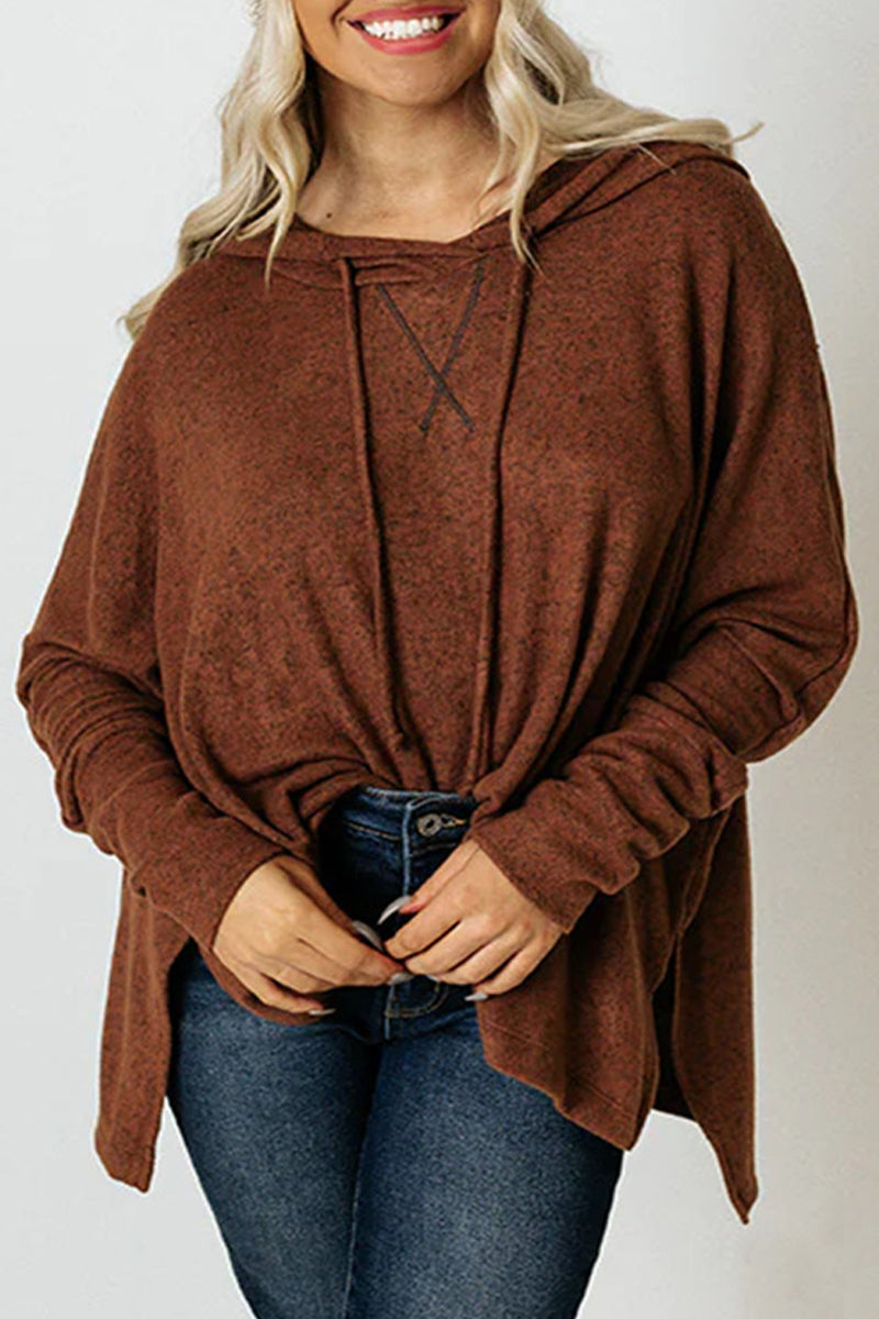 Casual Solid Make Old Hooded Collar Tops