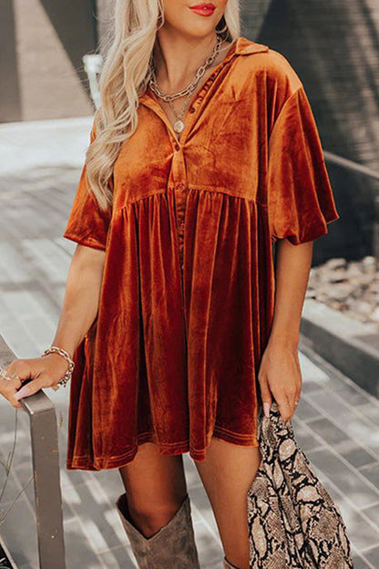 Casual Street Solid Buttons V Neck A Line Dresses