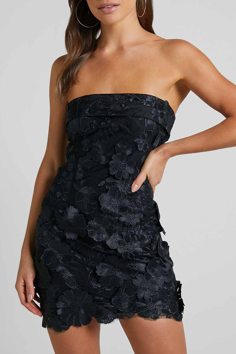Sexy Solid Patchwork Strapless Wrapped Skirt Dresses
