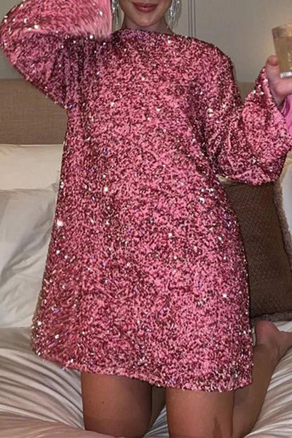 Sexy Party Solid Sequins With Bow O Neck Princess Dresses