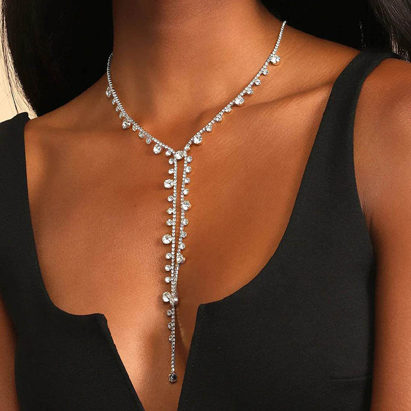 Sexy Party Rhinestone Tassel Patchwork Necklaces