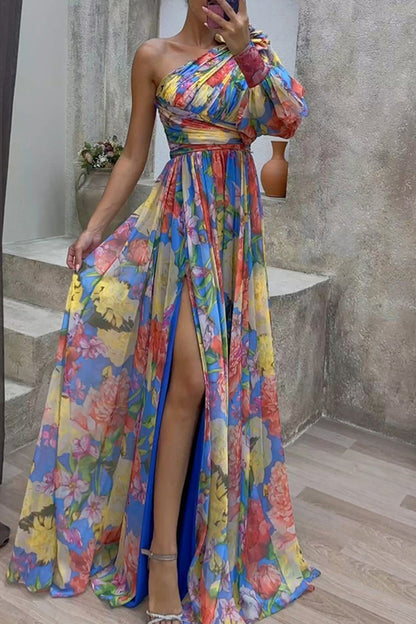 Elegant Floral Slit Evening Dress Dresses