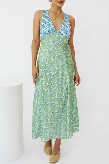 Sweet Vacation Geometric Printing V Neck Sleeveless Dress Dresses