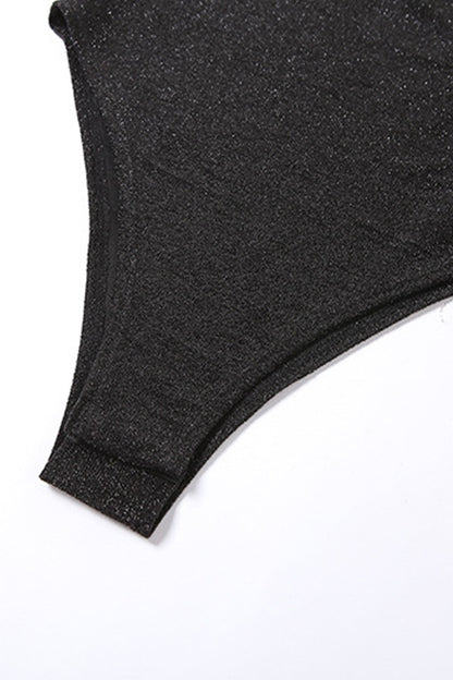 Sexy Solid Backless Sequined V Neck Regular Bodysuits