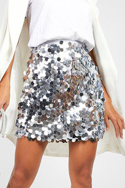 Sexy Solid Sequins Regular Type A Solid Color Bottoms