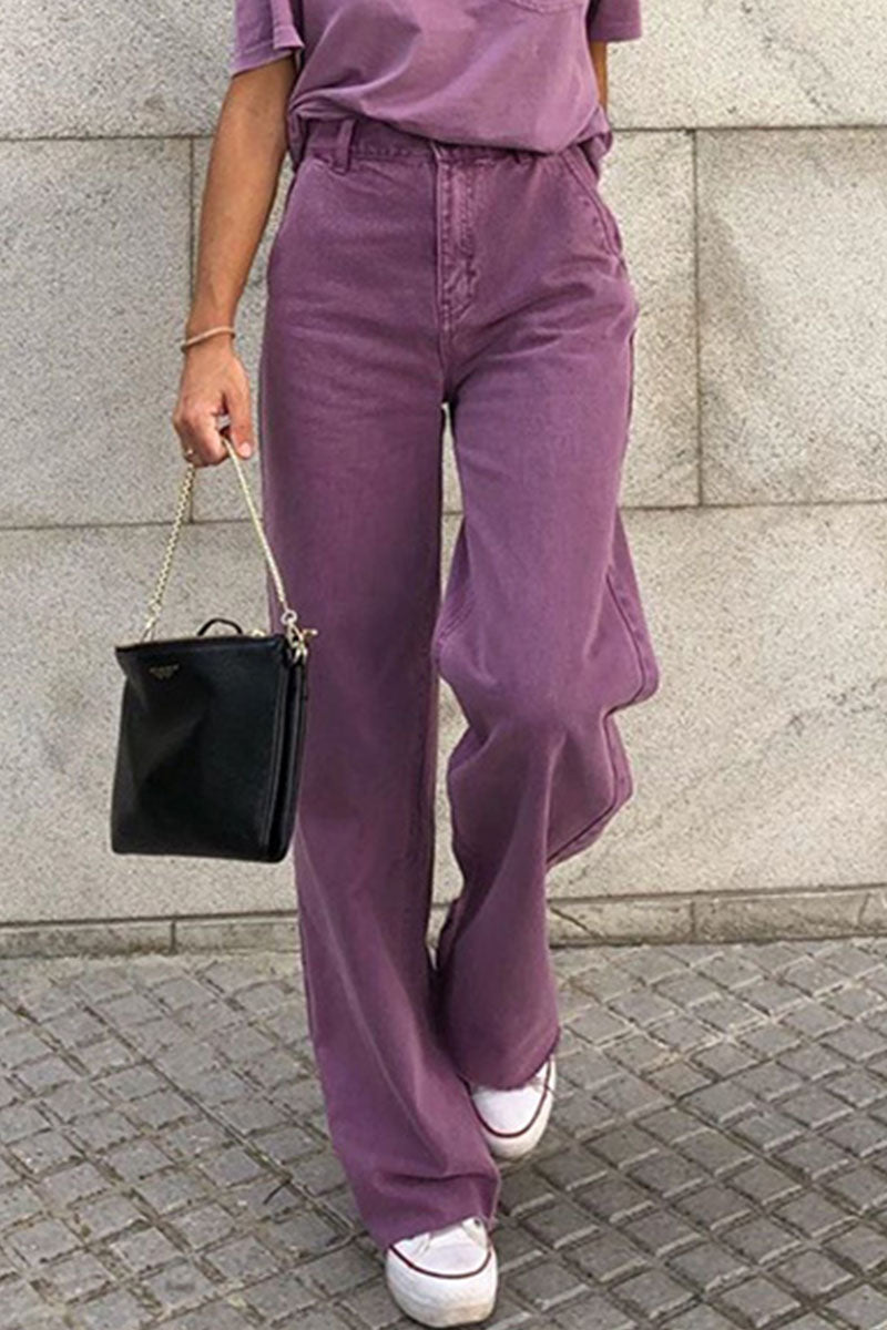 Fashion Sexy Solid Pants Straight Bottoms