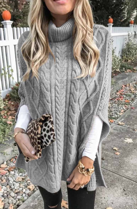 Fashion Casual Solid Pullovers Turtleneck Tops