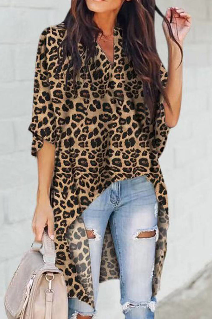 Fashion Sexy Camouflage Print Patchwork V Neck Tops