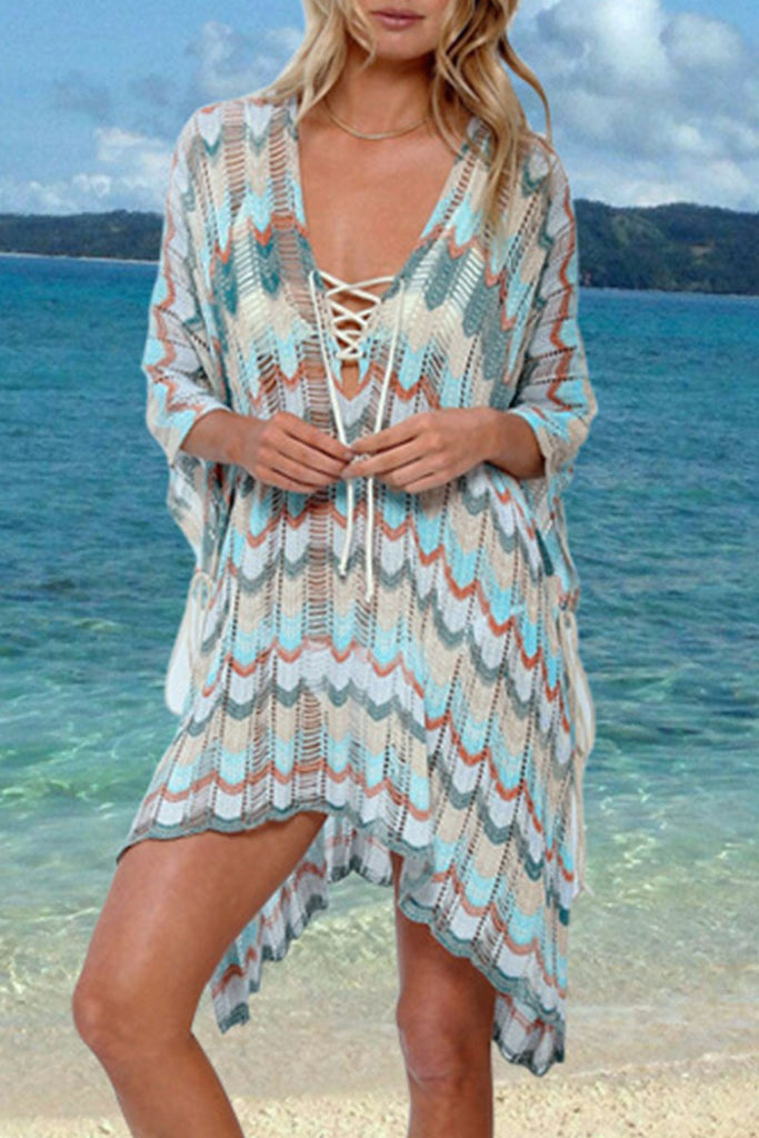 Fashion Vacation Patchwork Hollowed Out Swimwears Cover Up(5 Colors)