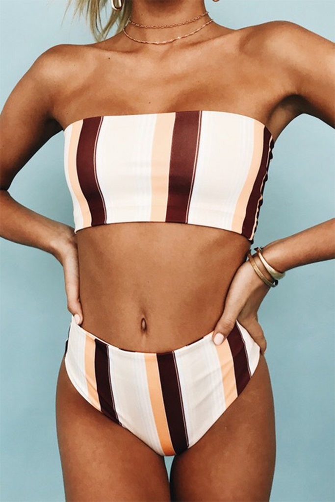 Sexy Vacation Color Lump Contrast Swimwears