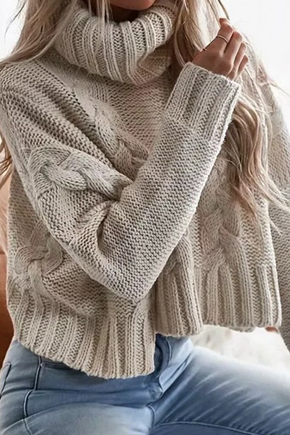 Fashion Casual Solid Split Joint Turtleneck Tops Sweater