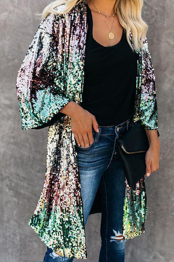 Fashion Street Patchwork Embroidered Sequins Outerwear