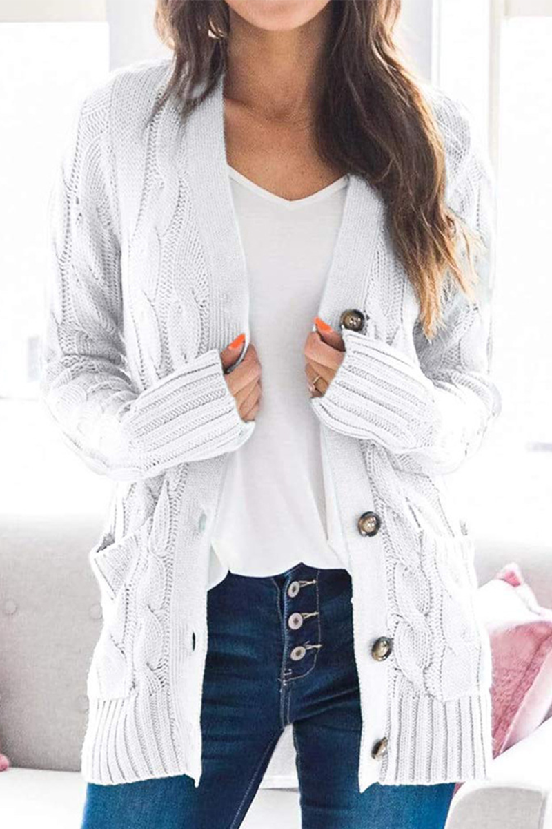 Casual Solid Split Joint Buckle Cardigan Collar Tops(5 colors)