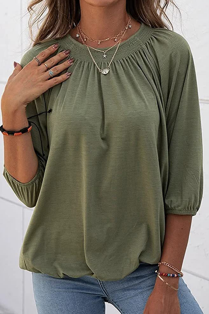 Casual Solid Split Joint O Neck Tops(7 colors)