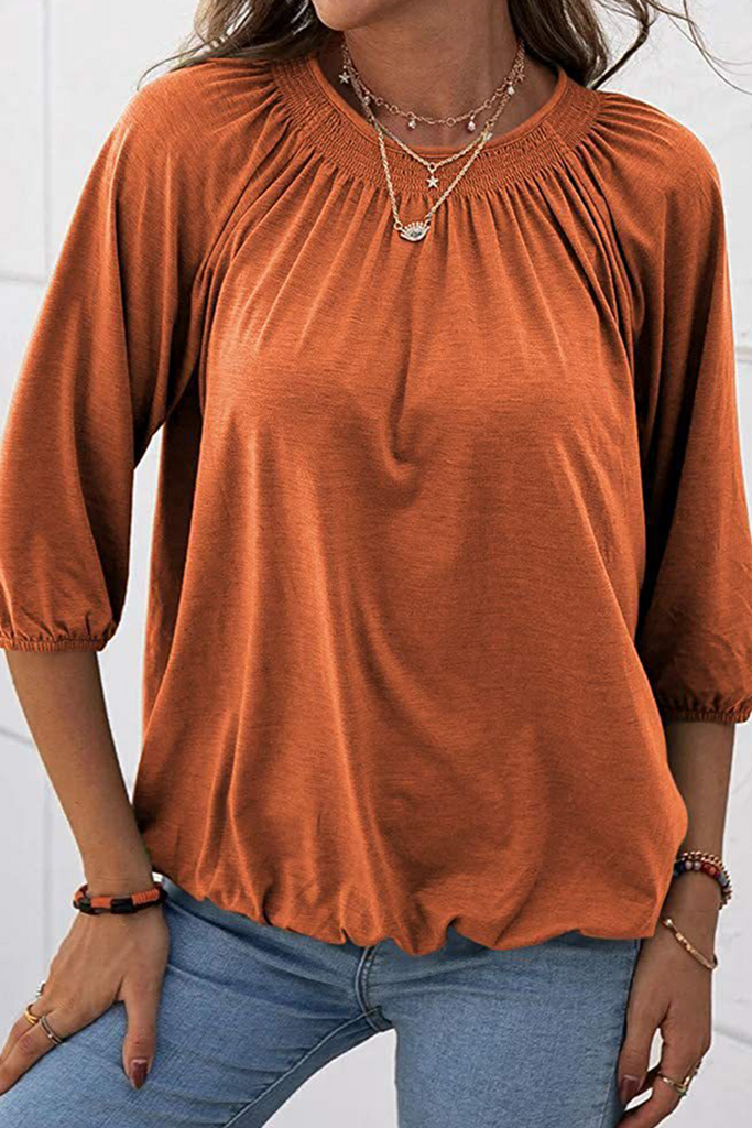 Casual Solid Split Joint O Neck Tops(7 colors)