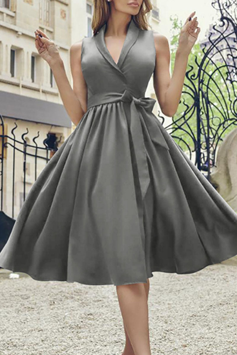 Fashion Sexy Solid Frenulum V Neck A Line Dresses(4 colors) – hotlula