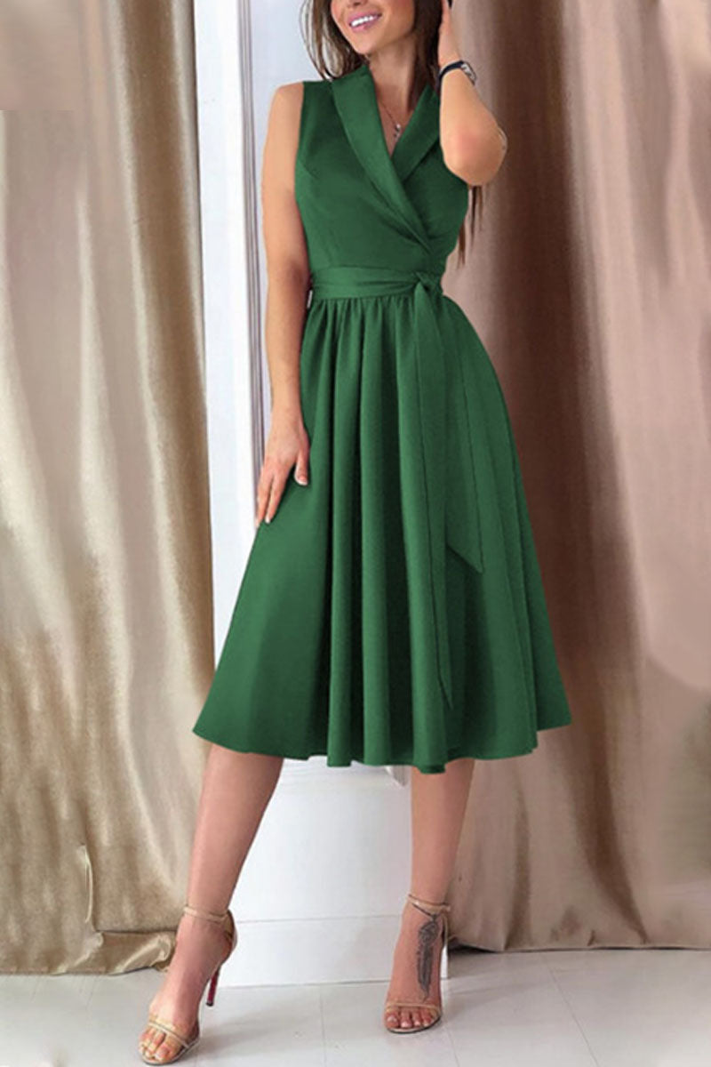 Fashion Sexy Solid Frenulum V Neck A Line Dresses(4 colors) – hotlula