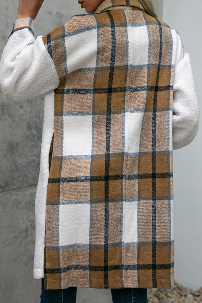 Casual Plaid Patchwork Turndown Collar Outerwear(3 colors)