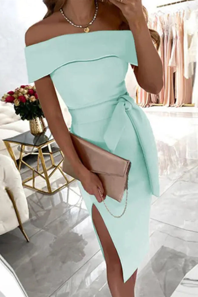 Fashion Off the Shoulder One Step Skirt Dresses(5 Colors)