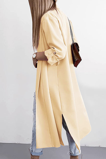 Fashion Elegant Solid Slit Turndown Collar Outerwear(6 Colors)
