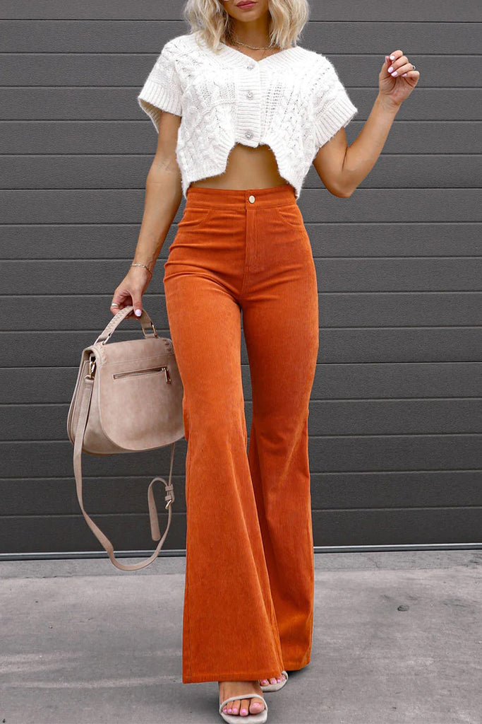 Sexy Casual Street Solid Pocket Boot Cut Mid Waist Wide Leg Patchwork Bottoms(4 Colors)