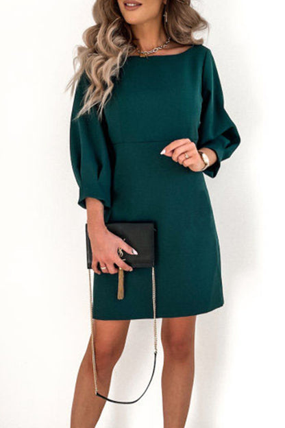 Elegant College Solid With Bow O Neck Pencil Skirt Dresses