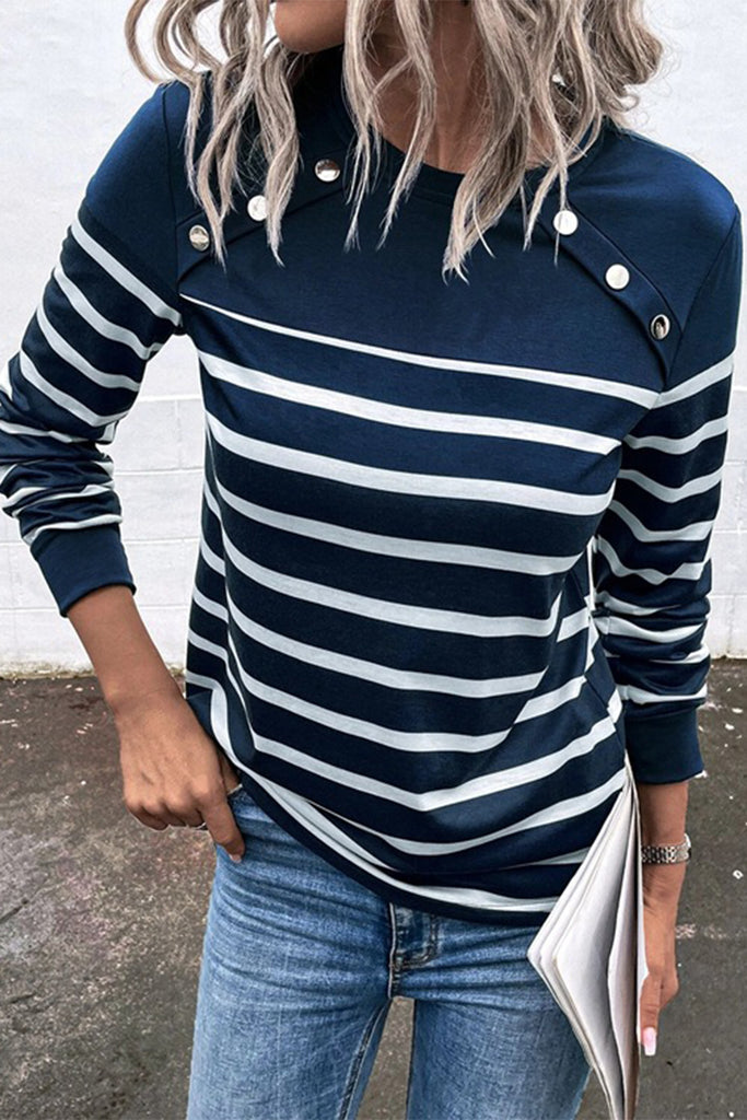 Casual Plaid Striped Printing O Neck Tops(3 Colors)