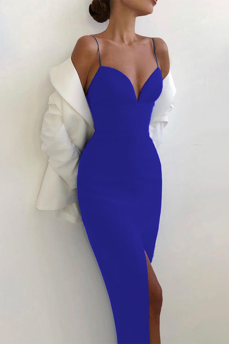 Sexy Elegant Solid Solid Color V Neck Irregular Dress Dresses(7 Colors)