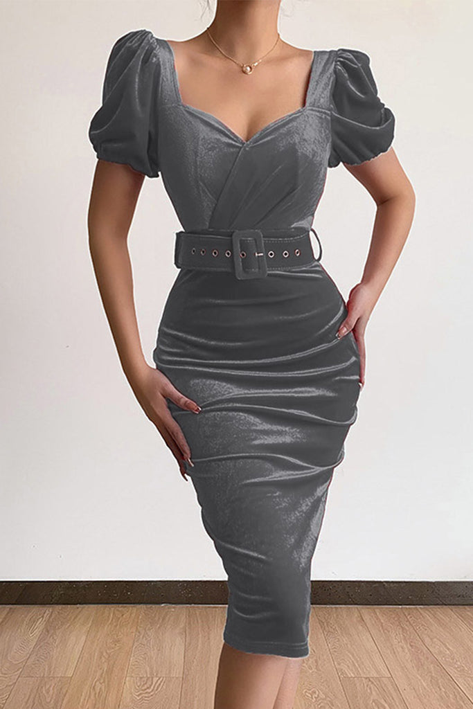 Elegant Solid With Belt Asymmetrical V Neck One Step Skirt Dresses(7 Colors)