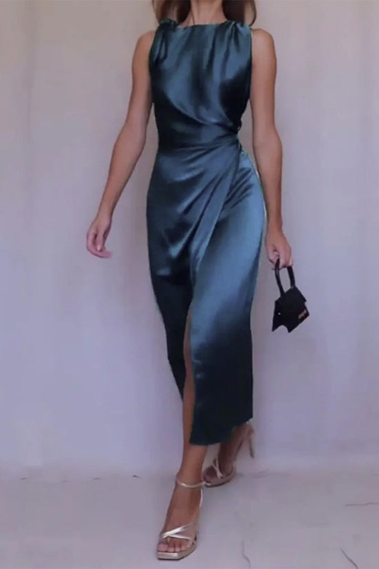 Elegant Simplicity Solid Solid Color O Neck One Step Skirt Dresses ...