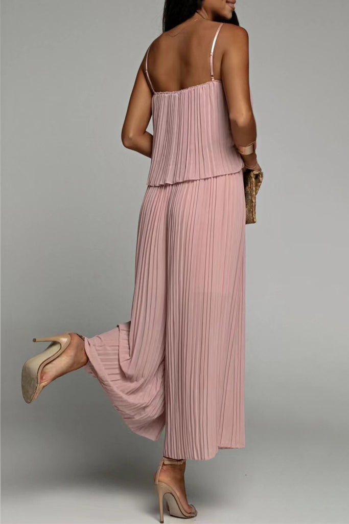 Casual Simplicity Solid Fold Strapless Loose Jumpsuits