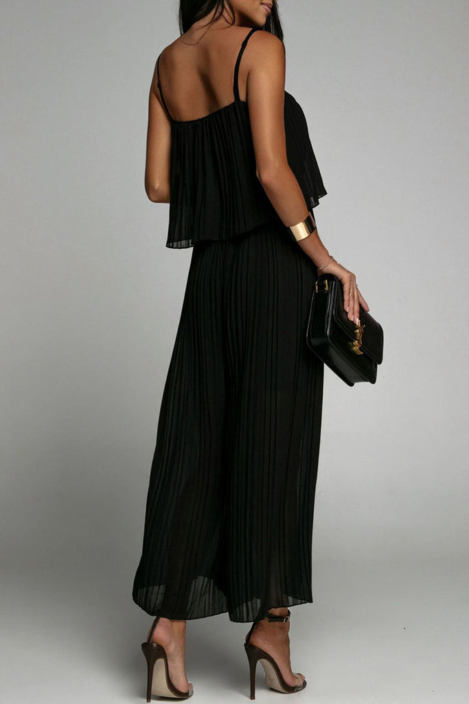 Casual Simplicity Solid Fold Strapless Loose Jumpsuits