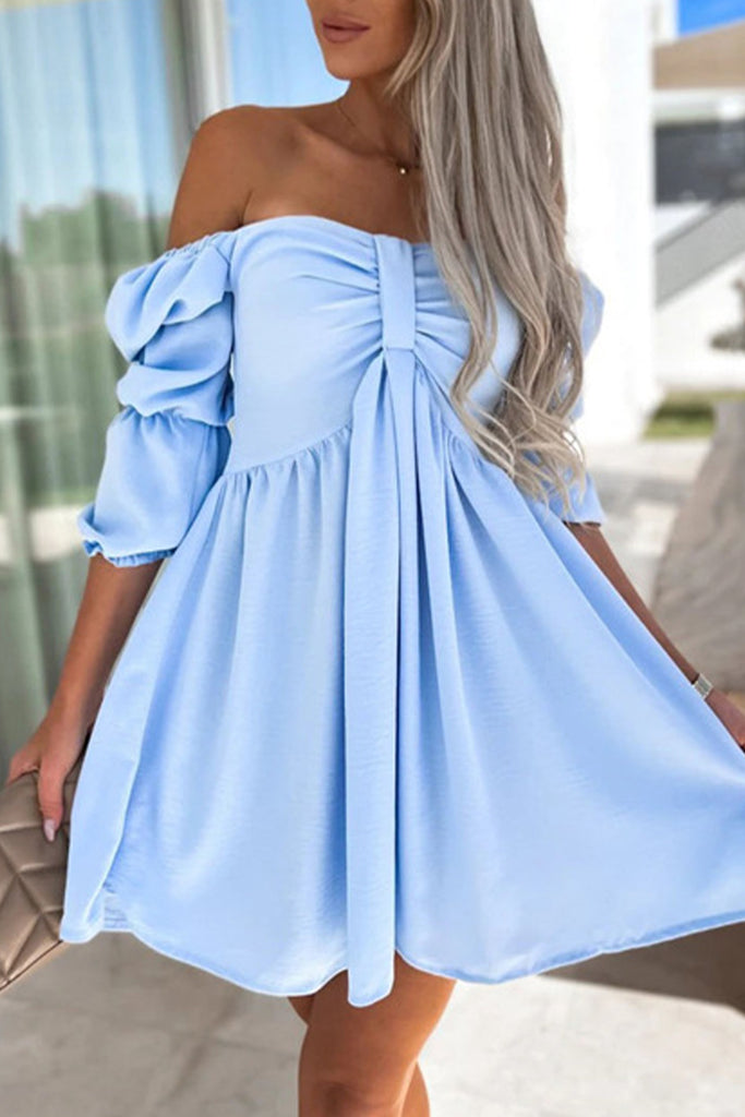 Elegant Simplicity Solid With Bow Off the Shoulder A Line Dresses