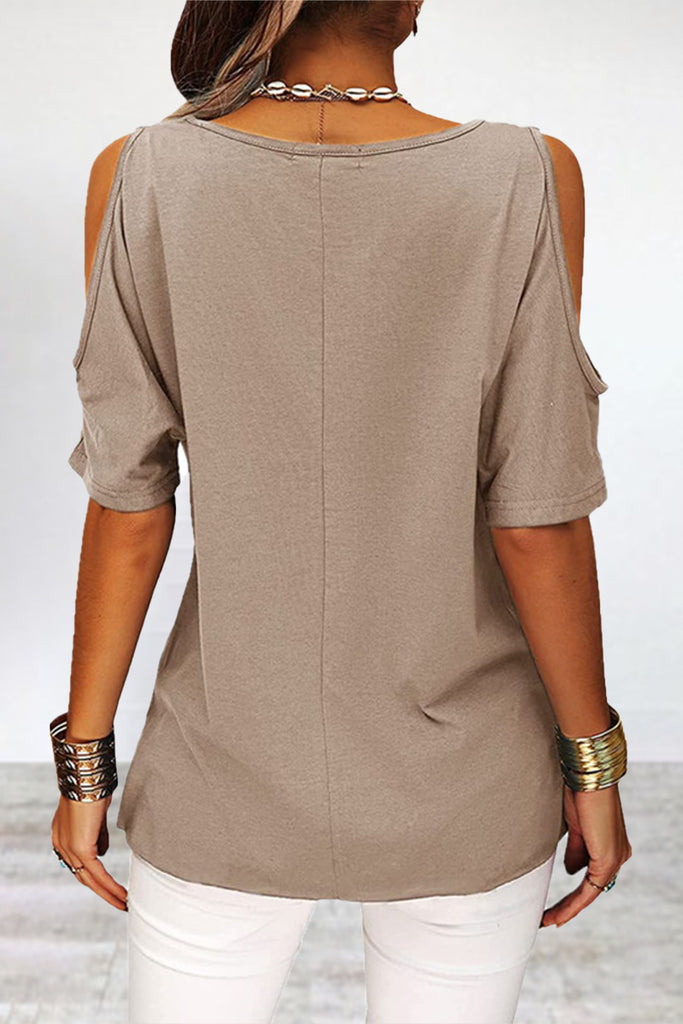 Casual Simplicity Solid Asymmetrical O Neck T-Shirts