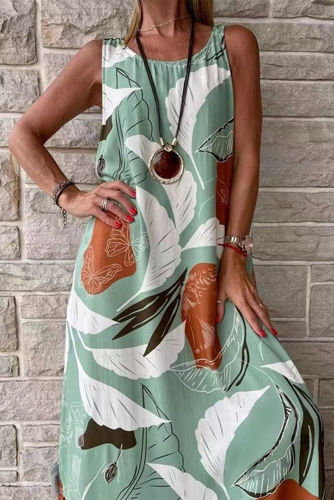 Casual Vacation Floral O Neck Printed Dress Dresses
