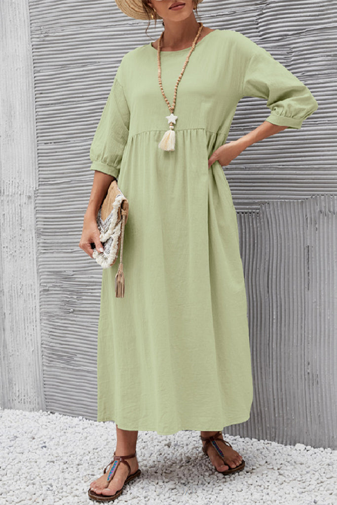 Casual Solid Solid Color O Neck A Line Dresses