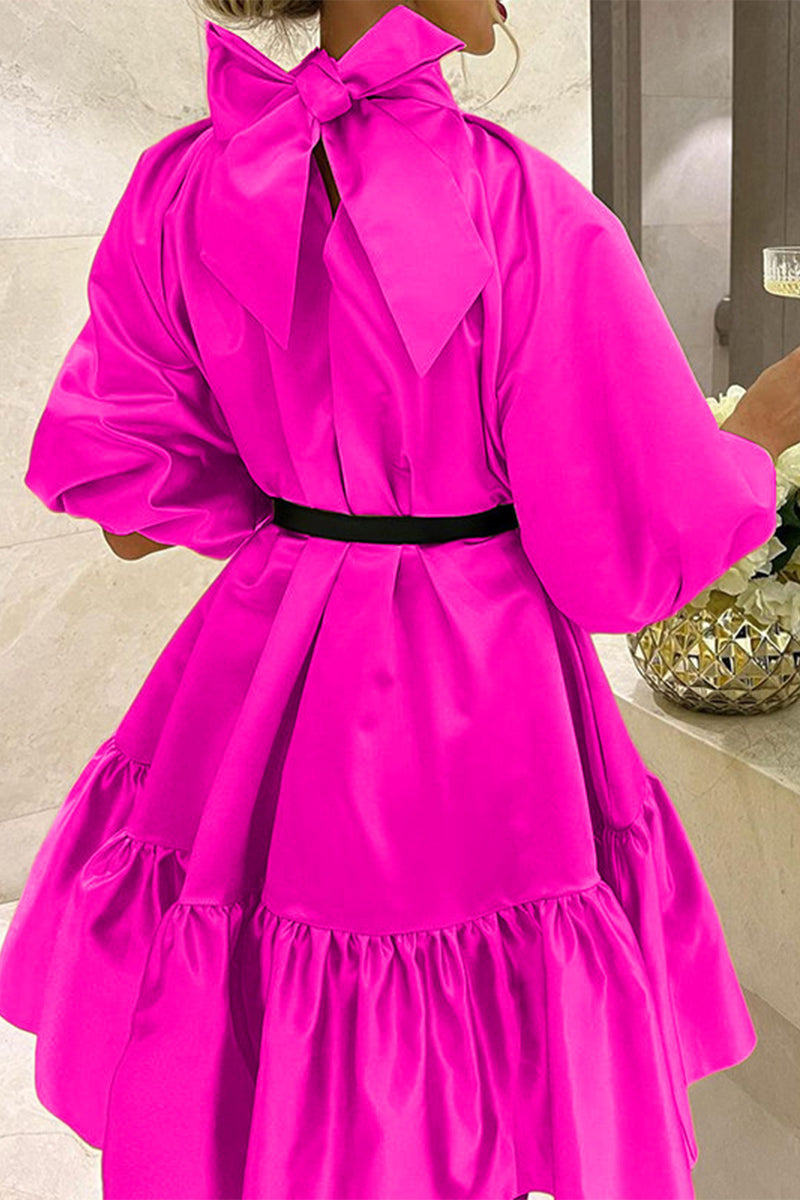 Elegant Solid Frenulum With Belt Turtleneck Princess Dresses(3 Colors)