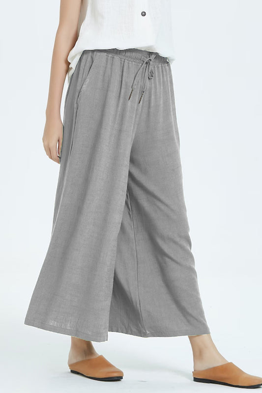 Casual Simplicity Solid Make Old Loose High Waist Wide Leg Solid Color Bottoms