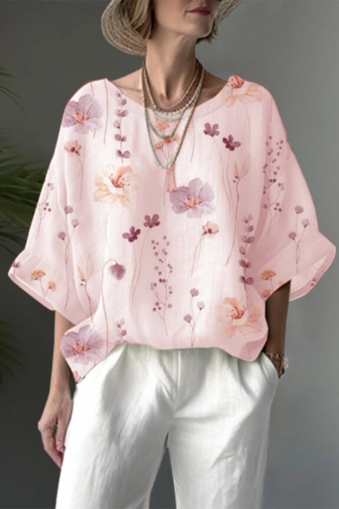 Casual Floral O Neck T-Shirts