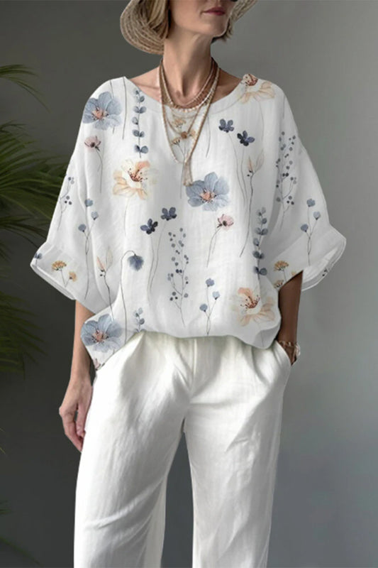 Casual Floral O Neck T-Shirts