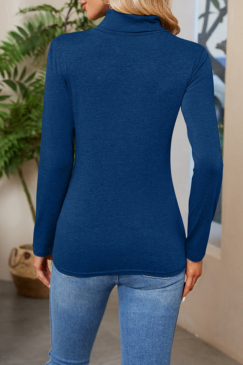 Daily Simplicity Solid Turtleneck Tops