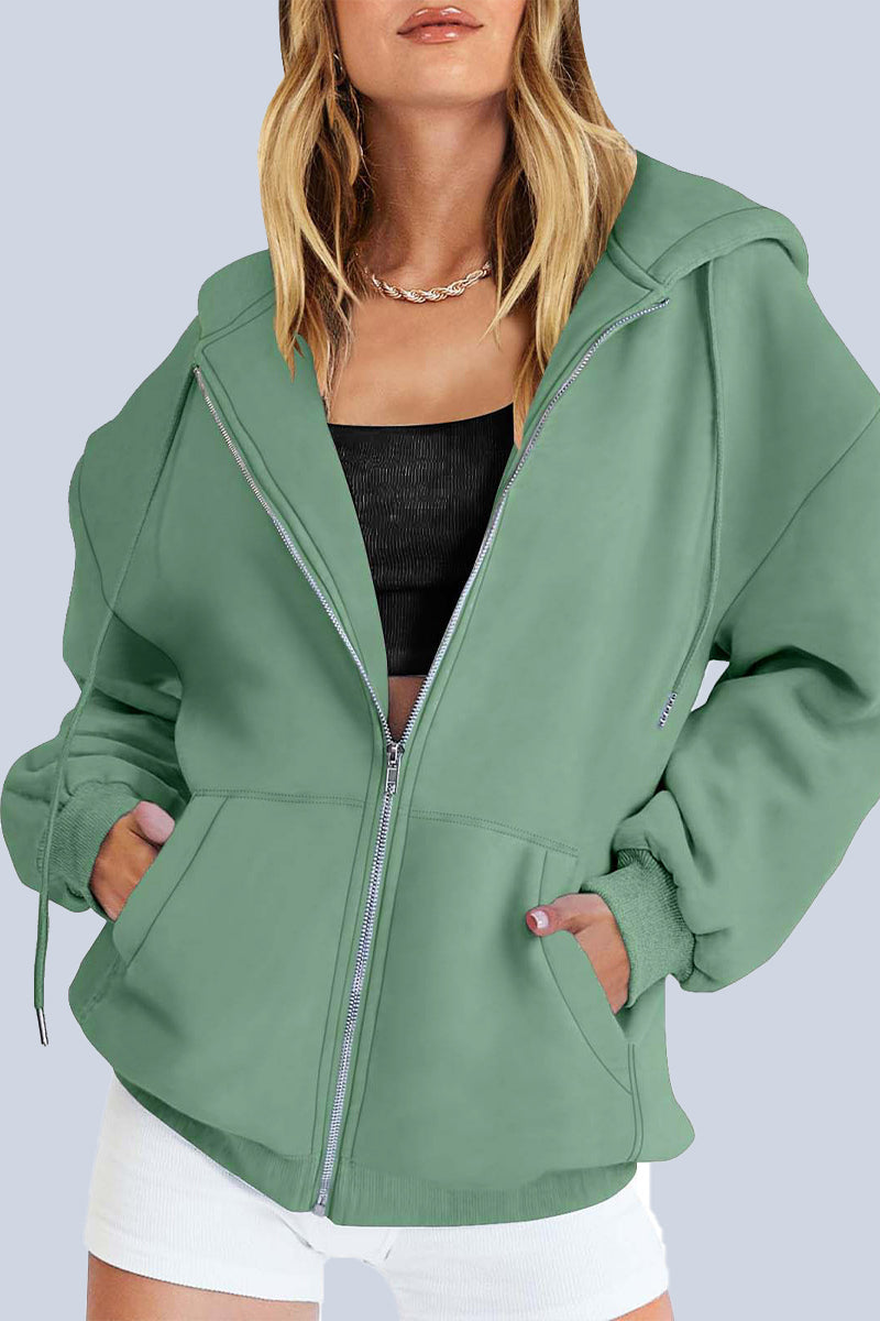 Casual Sportswear Solid Pocket Hooded Collar Outerwear(12 Colors)