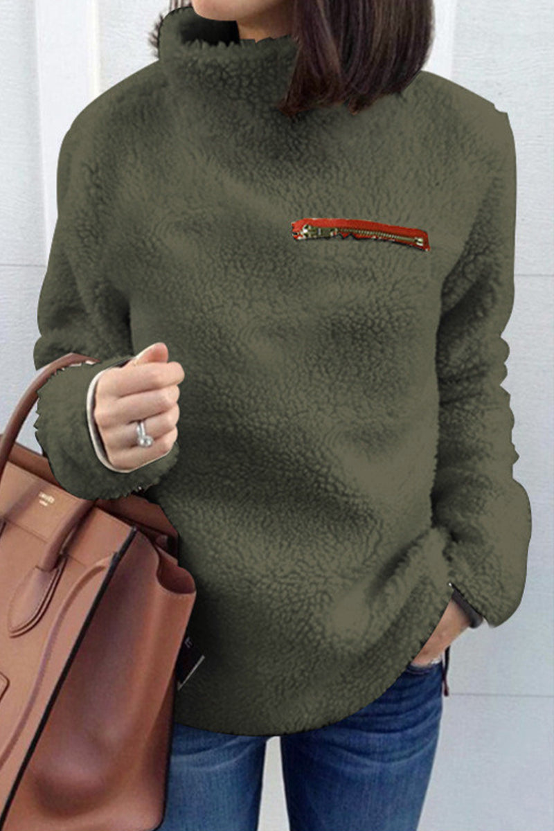 Casual Solid Patchwork Turtleneck Tops(6 Colors)