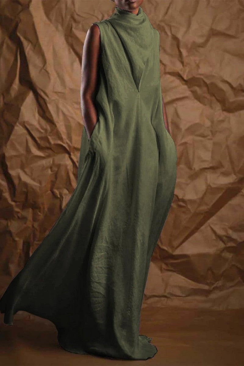 Casual Solid Basic Turtleneck Long Dresses(3 Colors)